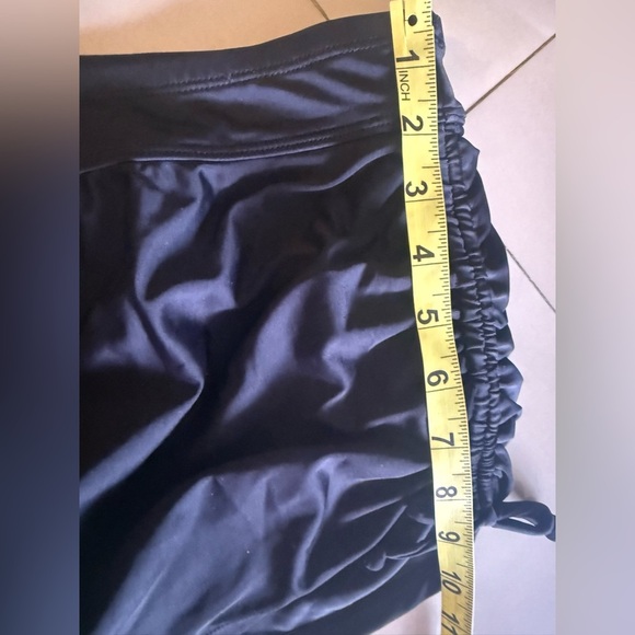 Free Country Bikini Bottoms Skirt Ruched Black  Beach Size M 8/10 Elastic Waist - Picture 7 of 16